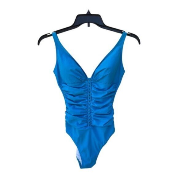 Gottex Turquoise Lace Up One-Piece Swimsuit Size 6 - Picture 1 of 8